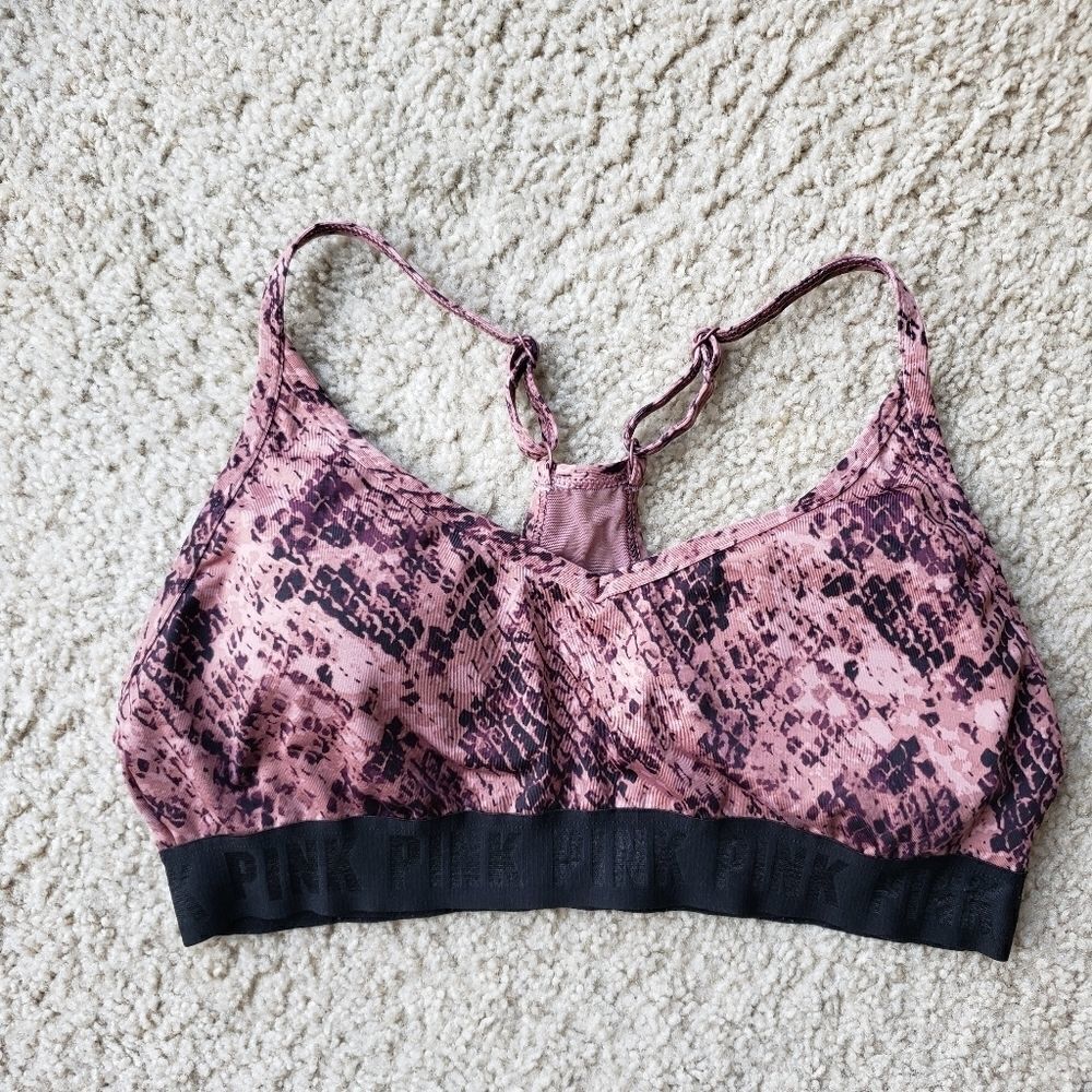 Pink VS Snakeskin Python Black Blush Sports Bra - Picture 8 of 8